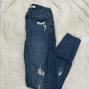 Pacsun Distressed Skinny Jeans in Dark Blue Wash